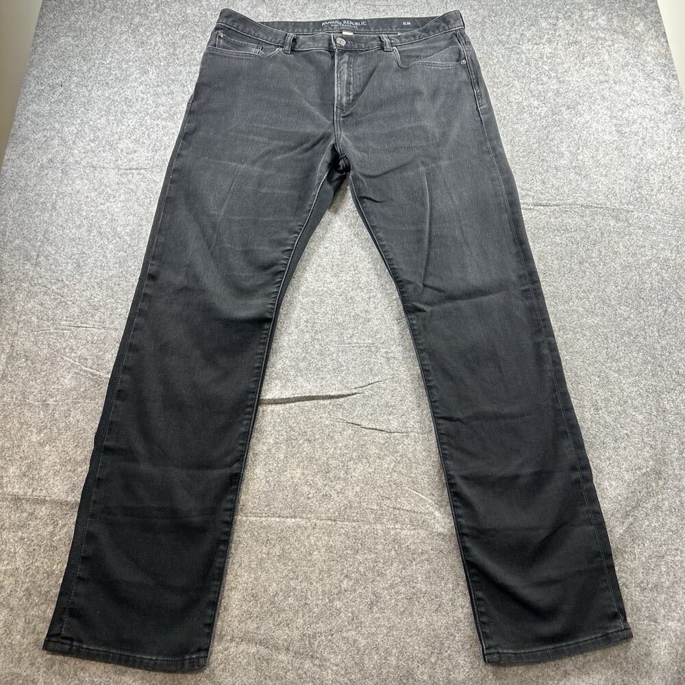 Banana Republic The Traveler Slim Fit Jeans Mens 36x34 Cotton Spandex Black